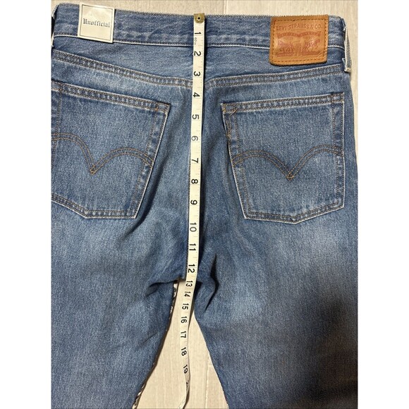 Levi’s Wedgie Straight  Jeans Patched  Paisley Button Fly Womens 26 - Picture 8 of 10